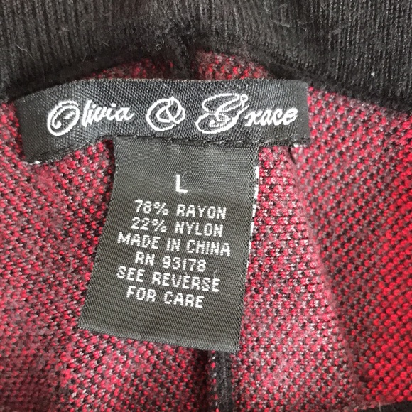 Olivia & Grace black grey red plaid flip skirt L Valentines Day - Picture 9 of 9